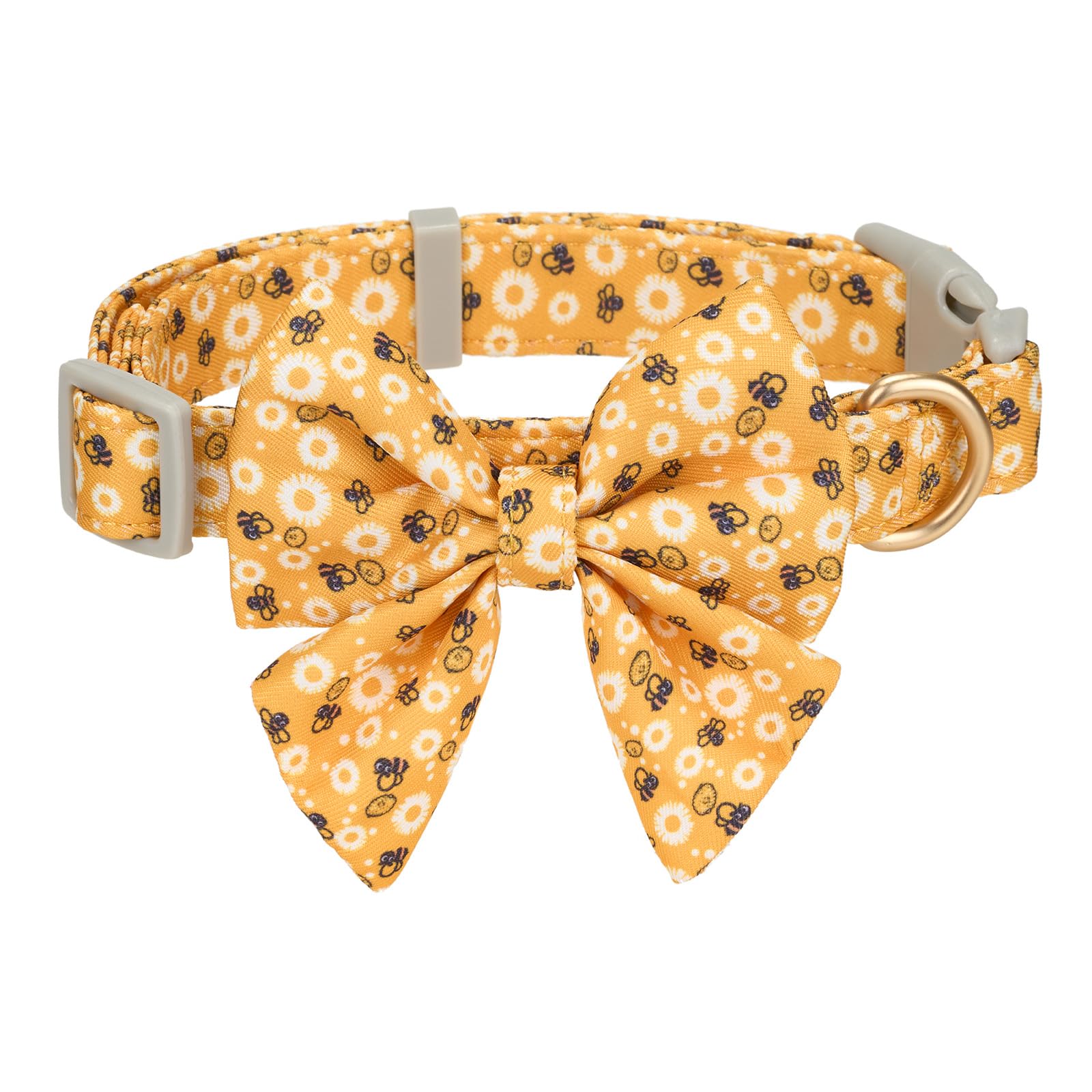 Petiry Stylish Dog Collar with Removable Sailor Bow Tie,Quick Release Buckle - Adjustable Fit,Lightweight and Comfortable,Bee Pattern Design,Small — image 1