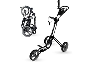 QWIK-FOLD 3 Wheel Push Pull Golf CART - Foot Brake - ONE Second to Open & Close!