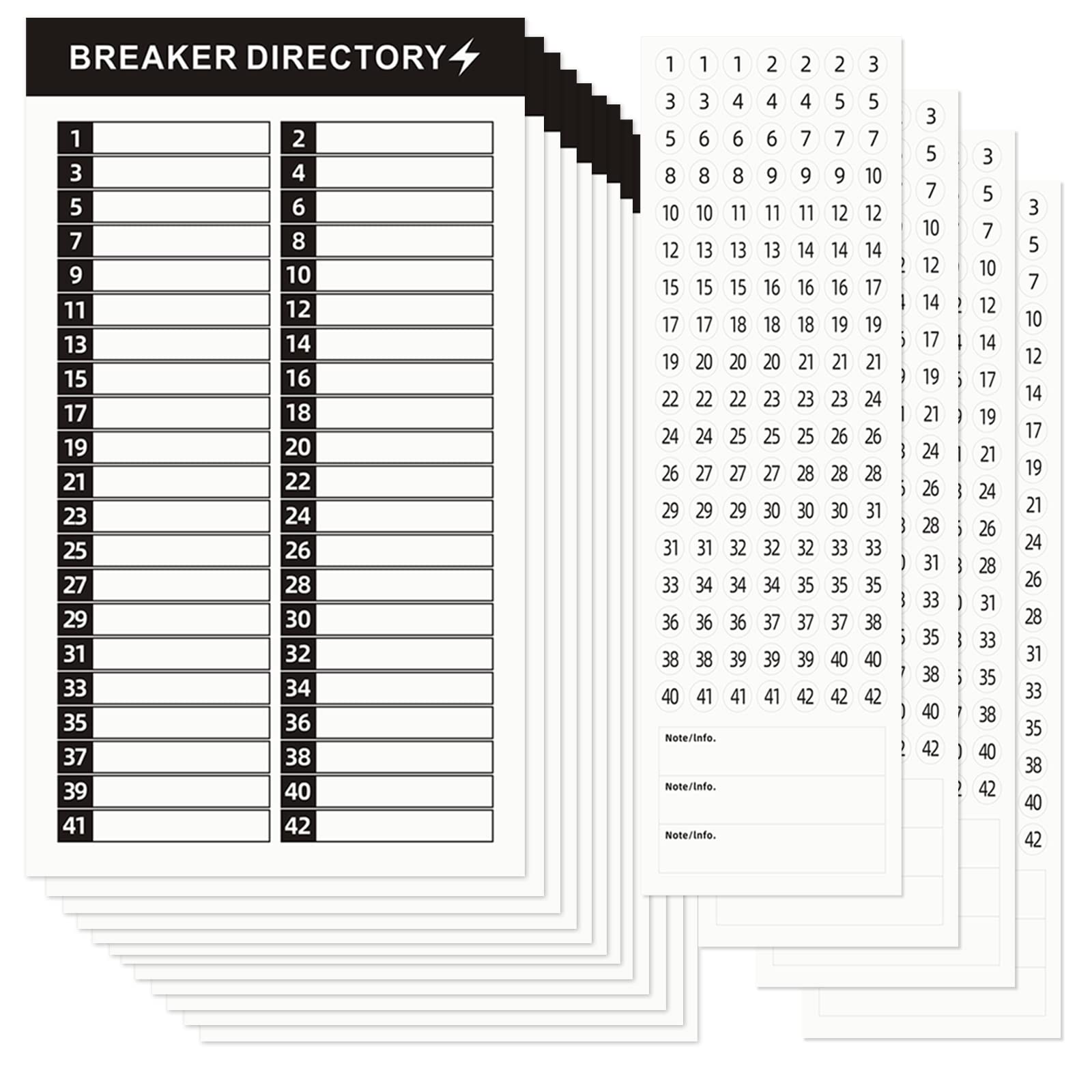 Photo 1 of 16 Sheets Breaker Panel Labels Electrical Box Sticker Numbers Breaker Panel Labels Electrical Sticker Number Catalog Load Center Adhesive Waterproof Reusable?Black?