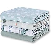Little Grape Land Muslin Swaddle Blankets 47''x47'' 4 Pack, 100% Cotton Large Size Baby Swaddles for Newborn, Soft Breathable Baby Blankets for Newborns, Green