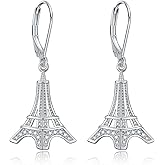 Eiffel Tower Earrings 925 Sterling Silver Eiffel Tower Drop Earrings for Women Paris Eiffel Tower Jewelry for Women