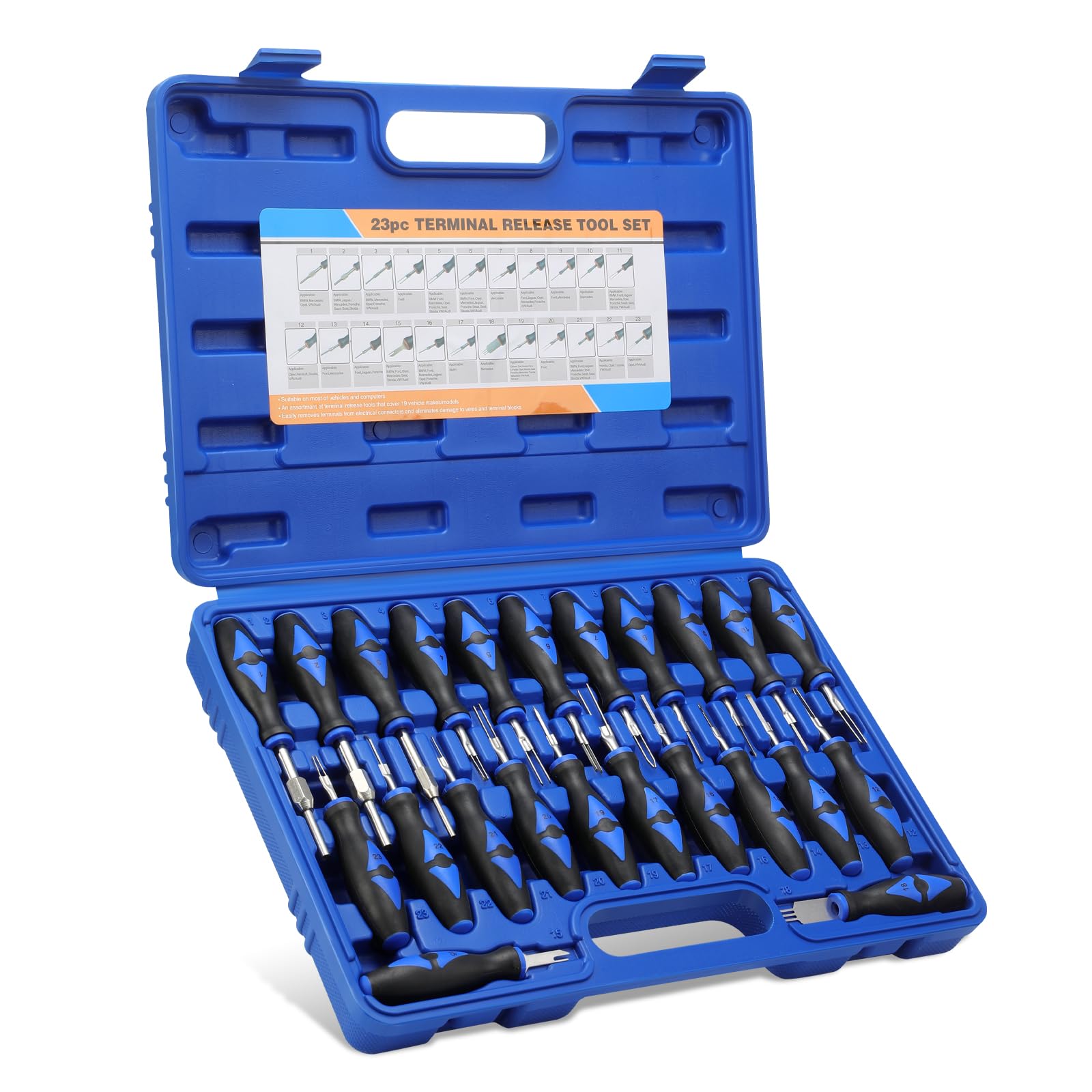 GEARLEADER 23Pcs Car Terminal Removal Repair Tools Electrical Wiring Crimp Connector Pin Extractor Kit Keys Automotive Plug Pullers Universal Electrical Wiring Connector Pin