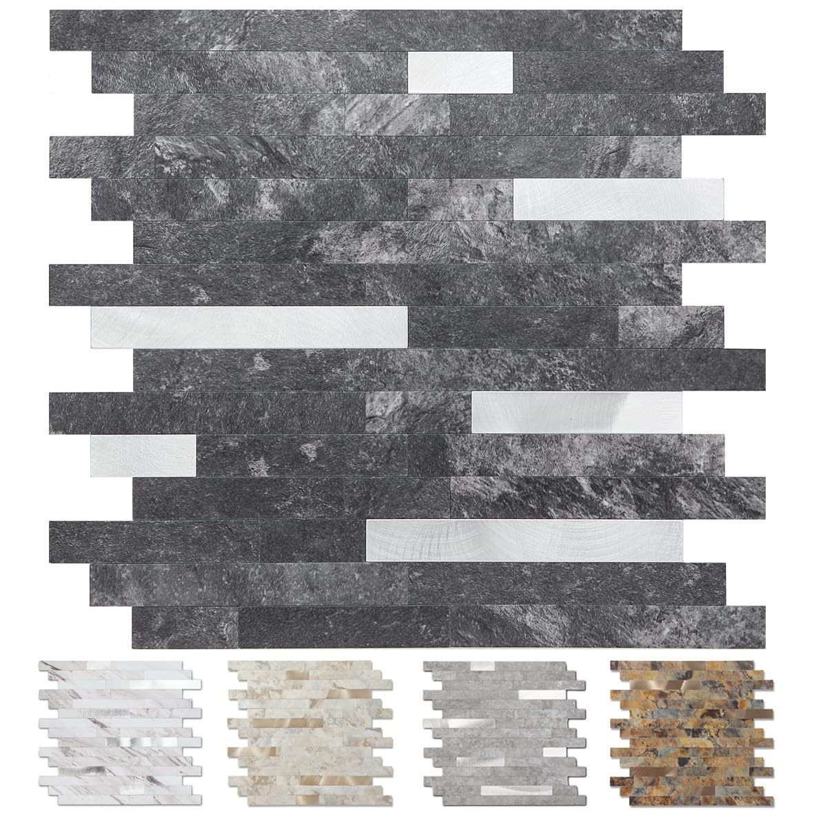 Yipscazo Peel and Stick Stone Metal Tile Backsplash, Stick