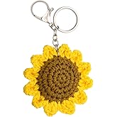 Neptniopllab Daisy Keychain,Cute Daisy Crochet Flower Bag Charms for Women Handmade Floral Keyring Decor Gifts Purse Wallet