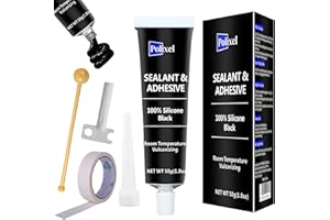 POLIXEL Black RTV Silicone Sealant Adhesive, 100% Silicone Caulk, All-Purpose Waterproof Sealant for Car, Window, Bathroom, Kitchen, Shrink & Crack Proof High Bond Strength Adhesive – 1.8oz / 50g