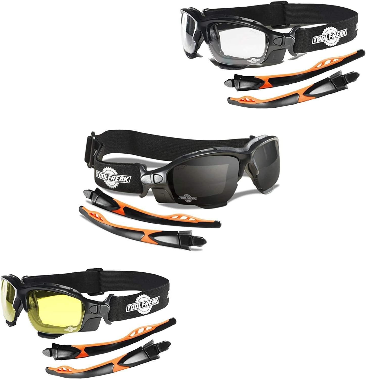 ToolFreak Spoggles Work Sports Safety Glasses, Clear, Smoke