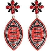 Shining Colorful Football Rhinestone Beaded Dangle Earrings for Women Jewelry