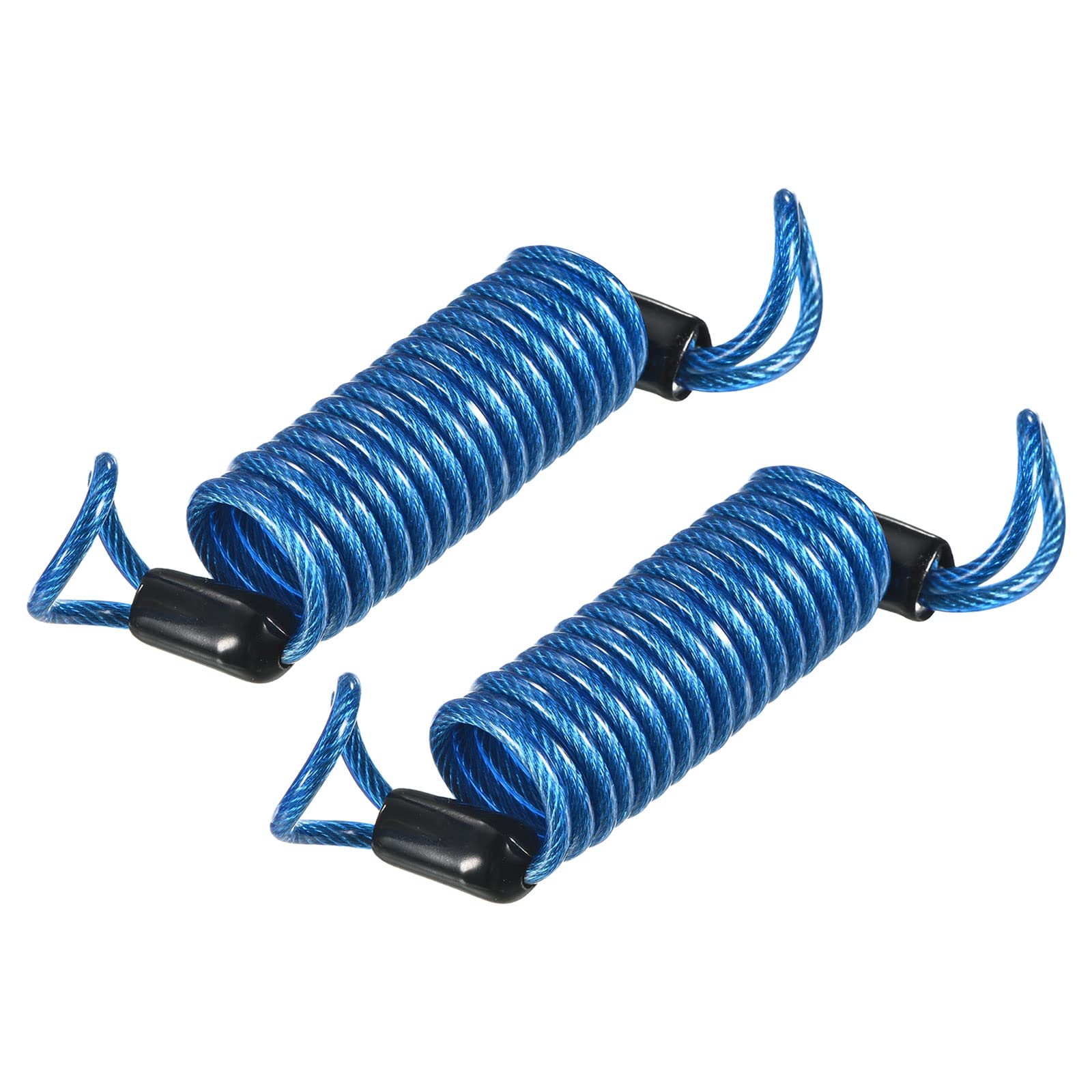 PATIKIL Security Steel Cable 2.5mm x 1m/3.28ft Coated Spring Luggage Lock Wire Rope with Double Loop Blue 2 Pack