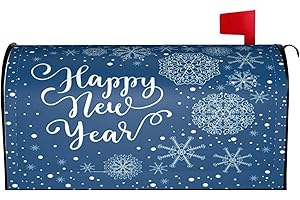 Duduho Happy New Year Mailbox Cover Magnetic Winter Snowflakes Mailbox Wraps Post Box Cover Décor 21x18 in