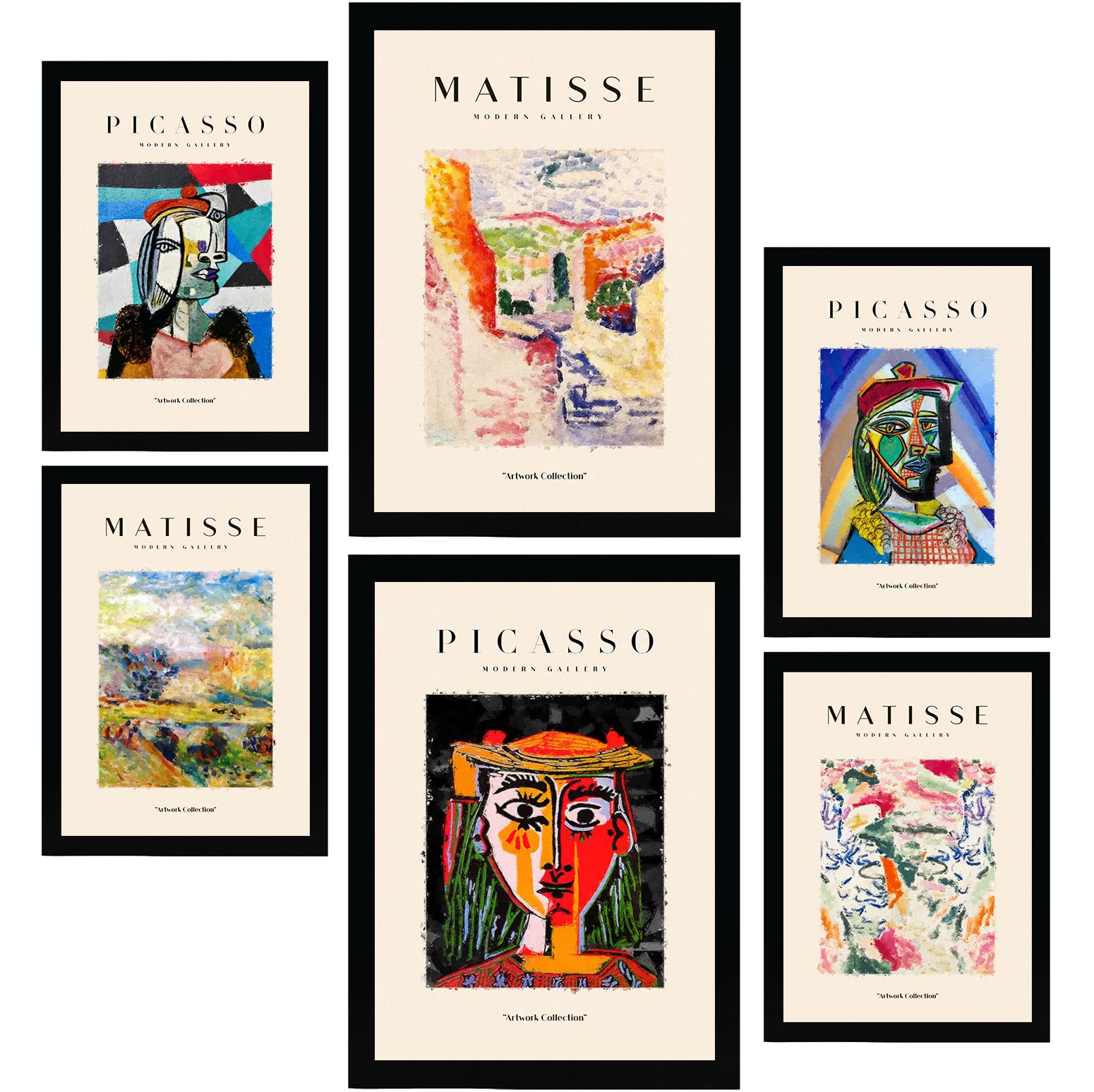 Nacnic Set of 6 Picasso and Matisse Posters. Last Century. Fauvism and Surrealism Art Gallery Aesthetic Prints for Interior Design and Decoration. Sizes A3 & A4. Unframed.