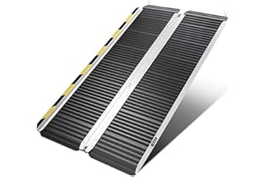 BEJONI 4FT Black Folding Portable Wheelchair Ramp, Non-Slip Aluminum Threshold Ramp for Home Steps and Doorways, Handicap Ramp for Home Use, Scooter Ramp for Car, 600 LBS Weight Capacity