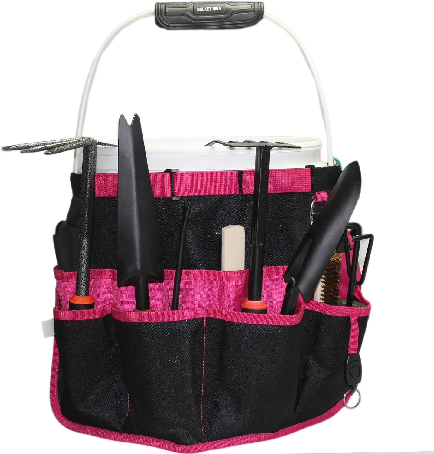 Bucket Idea Bucket Tool Organizer for Garden Tools Fit 3.5 to 5 Gallon Bucket (Pink and Green)