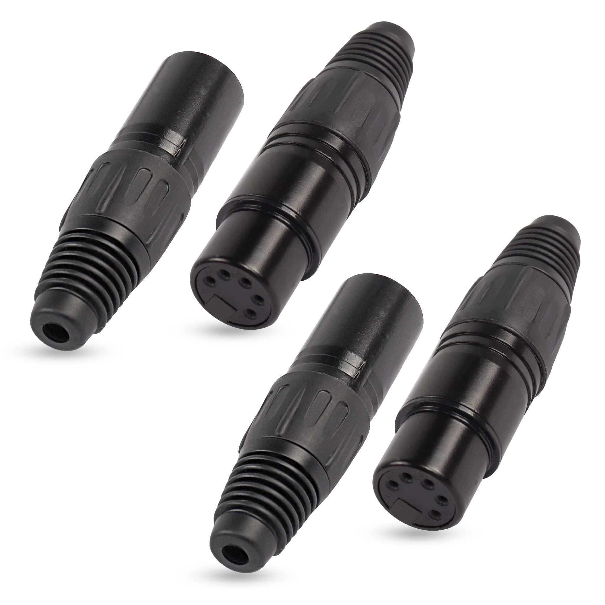 XMSJSIY 5 Pin XLR Female Plugs Connectors, Audio Mic Microphone Connector, Cable Ends Replacement F-Plug Audio Socket - 4PCS