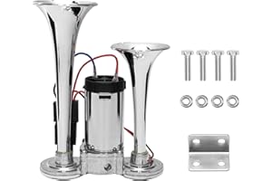 ENOCHT Upgraded 12V 600DB Air Horn Super Loud Dual Trumpets Train Horn Kits with Air Compressor Compatible with 12v Vehicles Cars Boats Trucks Suvs (Silver)