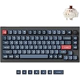 Keychron V1 Max 75% RGB Custom Mechanical Keyboard, 2.4Ghz/Bluetooth 5.1/Wired QMK/VIA Programmable Macro, Hot-Swappable Gateron Jupiter Brown Switch Gasket Mount for Mac Windows Linux