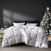 Saisier White Goose Feather Down Fiber Comforter Queen Size, Premium All Season Duvet Insert, Hotel Style Bedding Comforter, 42 Oz Lightweight (90x90,White)