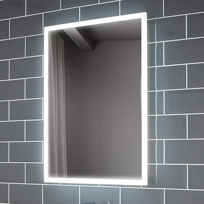 Pebble Grey™ Diaz Illuminated LED Bathroom Mirror builtin Shaver