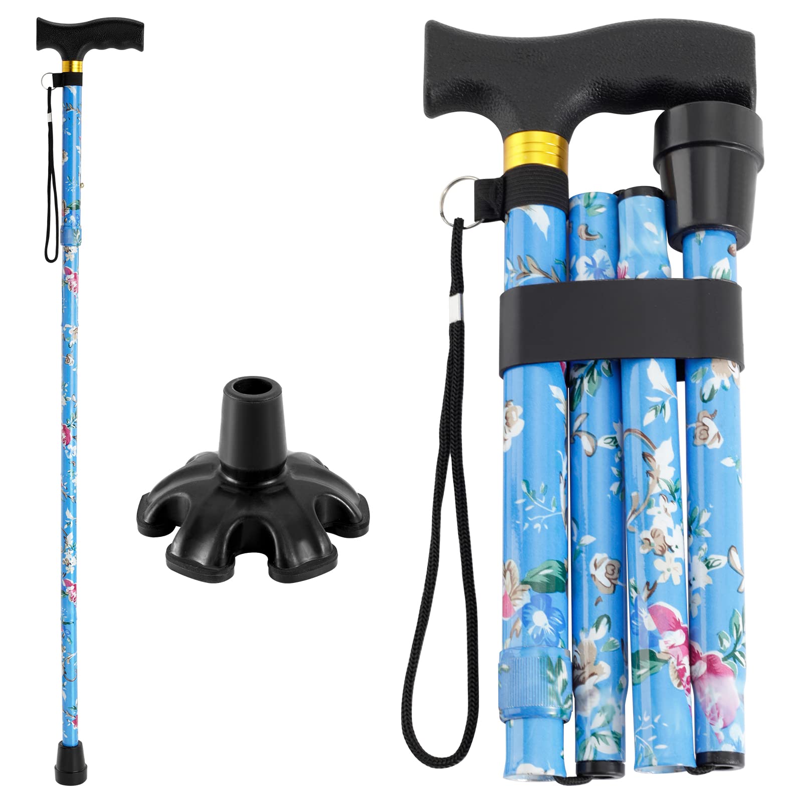 Photo 1 of Walking Cane PANZHENG Cane for Man/Woman | Mobility & Daily Living Aids | 5-Level Height Adjustable Walking Stick | Comfortable Plastic T-Handle Portable Walking Stick Folding Cane