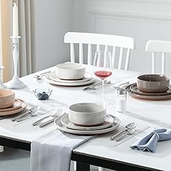 MALACASA Plates and Bowls Sets, 12 Pieces Modern