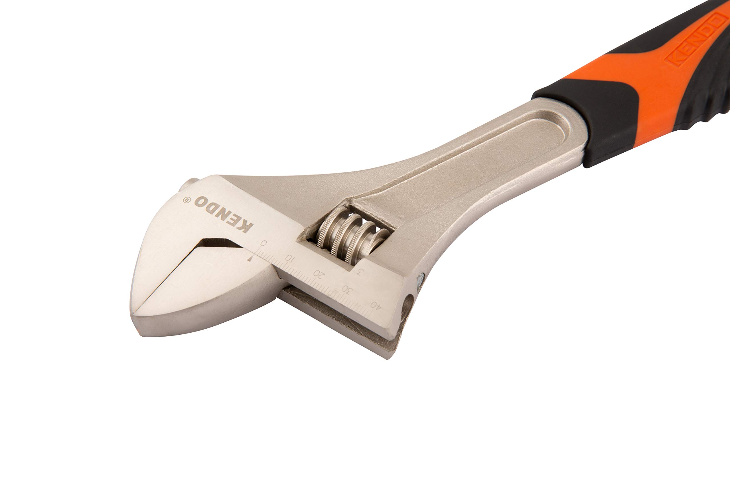 Kendo Rollgabelschlüssel - 300 mm- Max. 40 mm Maulweite - Engländer Werkzeug mit 2 Komponenten Griff - Verstellbarer Schraubenschlüssel mit abgewinkeltem Kopf 6