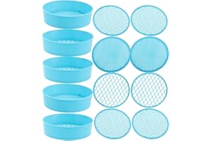 Hemobllo 5 Sets Small Plastic Soil Sifter, 4.32" Handheld Lab Sieve Strainer for Science Experiments, Fine Mesh Garden Sifter