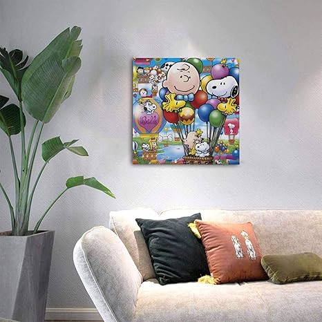 Amazon Co Jp Snoopy スヌーピー 1 インテリア フレームレス装飾画 ポスター 高級感 部屋飾り無毒無味 環境に優しい モダン 新築飾り 贈り物 キャンバス画 ホーム キッチン