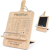 Adjustable Cookbook Stand with Conversion Chart & Built in Blackboard – Bamboo Recipe Book Holder for Kitchen Counter, Great for All Books, Phones, Tablets, & iPads