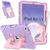 Fintie Kid-Friendly Case for iPad Air 11-inch &amp; iPad Air 5th/4th Gen 10.9" | Fully-Body Rugged Heavy Duty Shockproof Cover, Built-in Kickstand, Portrait &amp; Landscape Viewing, Pencil Holder, Purple