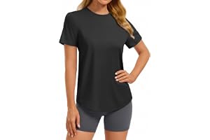 PINSPARK Soft Workout Tops for Women Short Sleeve Crewneck Basic Tee Shirts | UPF 50+,Quick Dry,Moisture-wicking,Regular Fit,Tagless,Hip Length,Curved Hem,Hiking,Running,Gardening,Casual