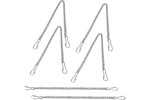 6 Pcs 20 Inch Stained Glass Window Hanging Chain,Stainless Steel Flat Chain with Vermilion Buckle,Outdoor Decorative Glass Pa