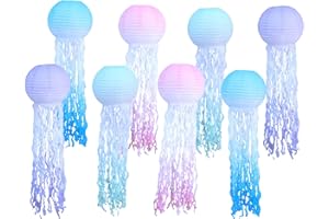 TUSAUW 8pcs Jelly Fish Paper Lanterns for Wedding Kids Birthday Baby Shower Party Decoration Gradient Paper Lanterns Indoor Outdoor Mermaid Ocean Mermaid Themed Party Decoration (Gradient)