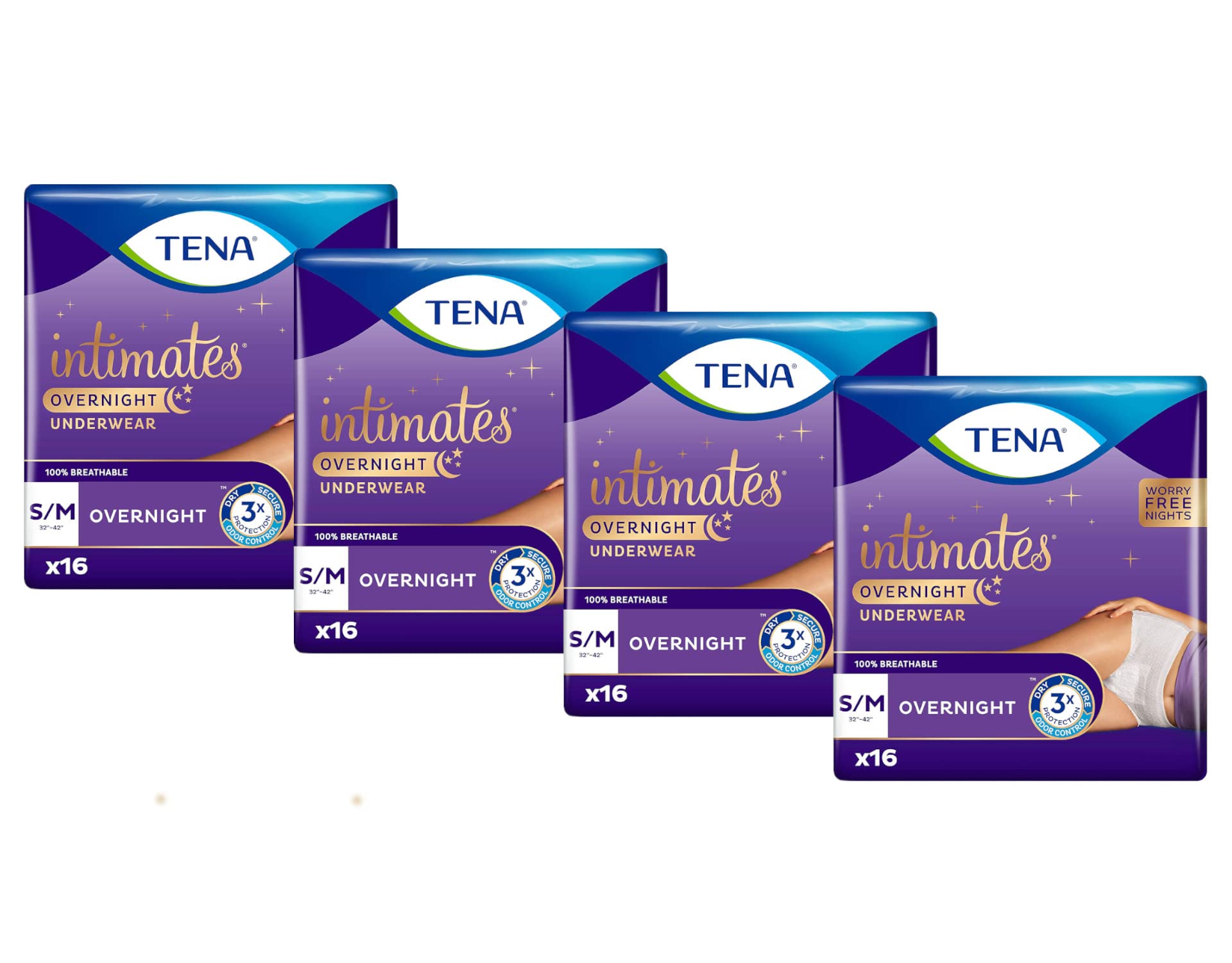 Photo 1 of **only one pak**Tena Overnight Underwear M 32 inch to 42 inch 16 ct Pack - 4 Packs per case.