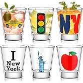 Roshtia 6 Pcs New York Shot Glass 1.7 oz New York Souvenirs for Party Favor | Ny Cab, Statue of Liberty, Apple, Nyc Wine Glass Souvenirs Gift Supplies for Travel USA Fan