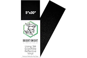 Black Reflective Tape Motorcycle Helmet Stickers 5x30. Made With 3M Reflective Tape. Vinyl Reflective Stickers for Trailers, Cars, Bikes, Rims. Waterproof Reflective Vinyl Roll by Bright Knight Decals