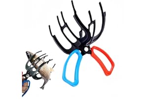 3 Claw Anti-Slip Fish Gripper, One-Hand Operation Fishing Control Clamp, Rust-Resistant Metal+ABS Fishing Pliers for Freshwat