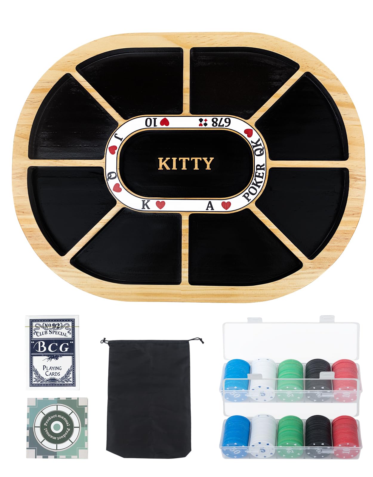Photo 1 of Michigan Rummy Board Game Deluxe Set Wooden Michigan Rummy Game Board,with 200 Pcs Chips, 1 Deck of Poker,1 Storage Bag, 1 Manual. The Perfect Blend of Rummy and Poker, Perfect for Family Game Night