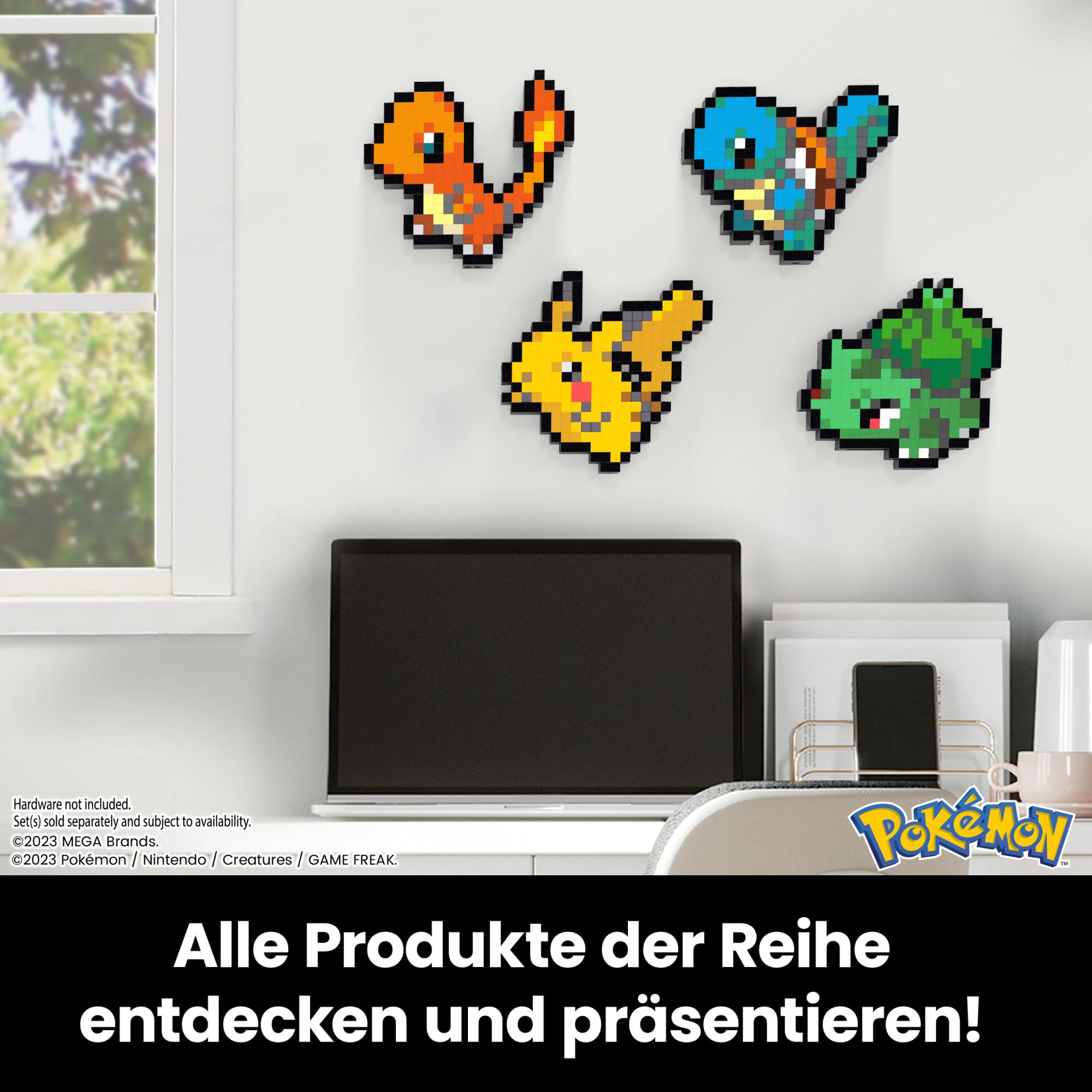 MEGA Pokémon Glumanda - zusammenbaubare Figur im Retro-Look, Pixel Art, inklusive Basis zur Wandmontage, für Erwachsene Baumeister und Sammler, HTH76 6