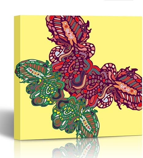 Amazon Emvencyキャンバスプリント絵画木製フレーム動物バタフライdoodle Zentangle Inspired Ethnic Arabian Bali Batik 12 X 12インチ壁アート 16x16 グレー アートフレーム ポスター オンライン通販