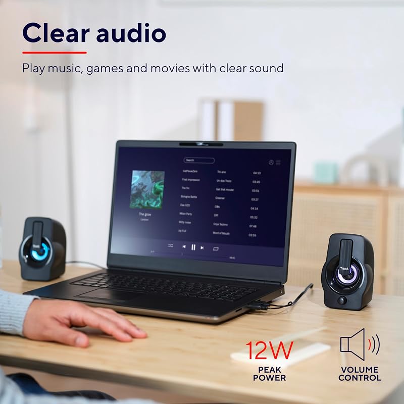 Gemi Casse PC Mini RGB 12W (6W RMS), Altoparlanti PC Piccoli, Nero