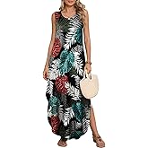BELAROI Womens Plus Size Maxi Dress Sundress Summer Casual Sleeveless Scoop Neck Pockets Beach Swimsuit Coverup Loose Outfits