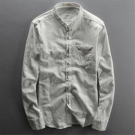 Amazon Co Jp 綿麻シャツ リネンシャツ メンズ 白シャツ 長袖シャツ 麻 コットン 綿 無地 シワ加工 春夏 夏物 夏着大きいサイズ St03 ホワイト 2xl ホビー