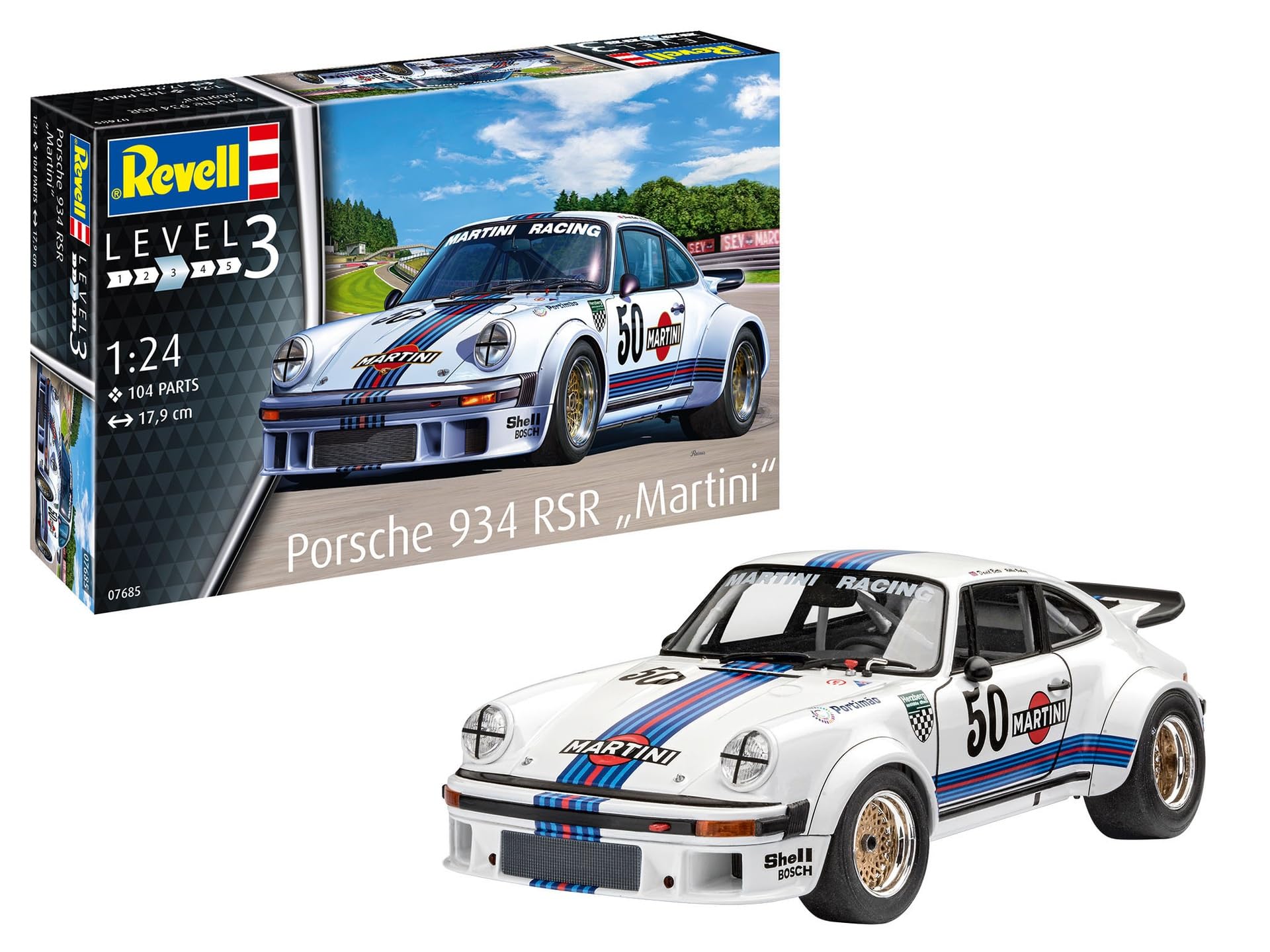 Revell 07685 Porsche 934 RSR Martini 1:24 Scale Unbuilt/Unpainted Plastic Model Kit — image 1