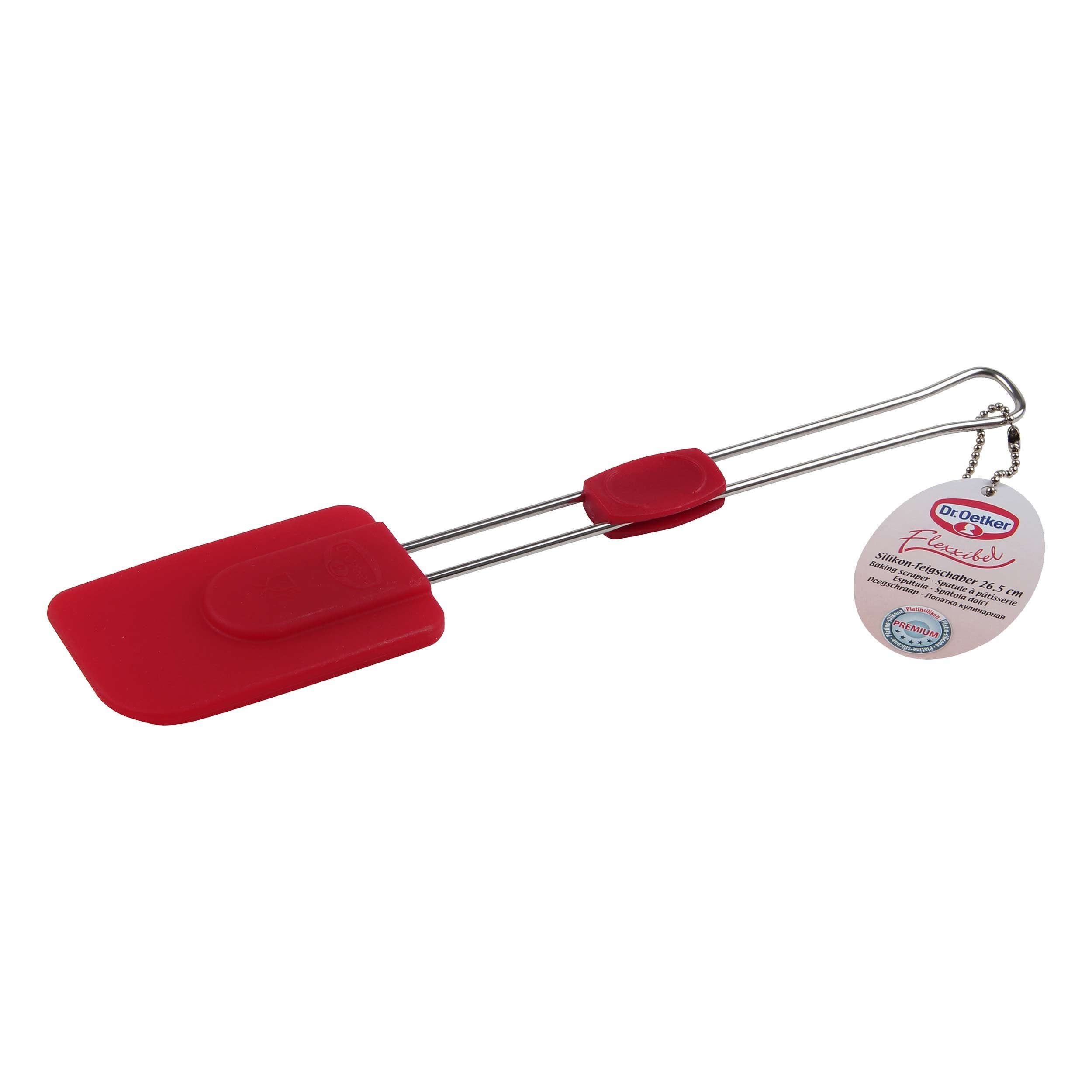 Dr.Oetker Dough Scraper Flexxibel of Silicone 26,5 cm in red, 26.5 x 4