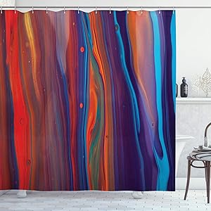 Ambesonne Colorful Shower Curtain, Close up of Oil Painting Design Horizontal Line Composition Abstract Modern Art, Cloth Fabric Bathroom Decor Set with Hooks, 70
