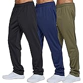 Ultra Performance 3 Pack Mens Athletic Open Bottom Sweatpants Active Track Pants Casual Tricot Wide Leg Sweat Pants for Men