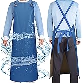 SHEOMERN Heavy Duty Vinyl Industrial Anti-Tear Apron, 43" x 26" Waterproof, Chemical Resistant, Blue, Unisex-Adults