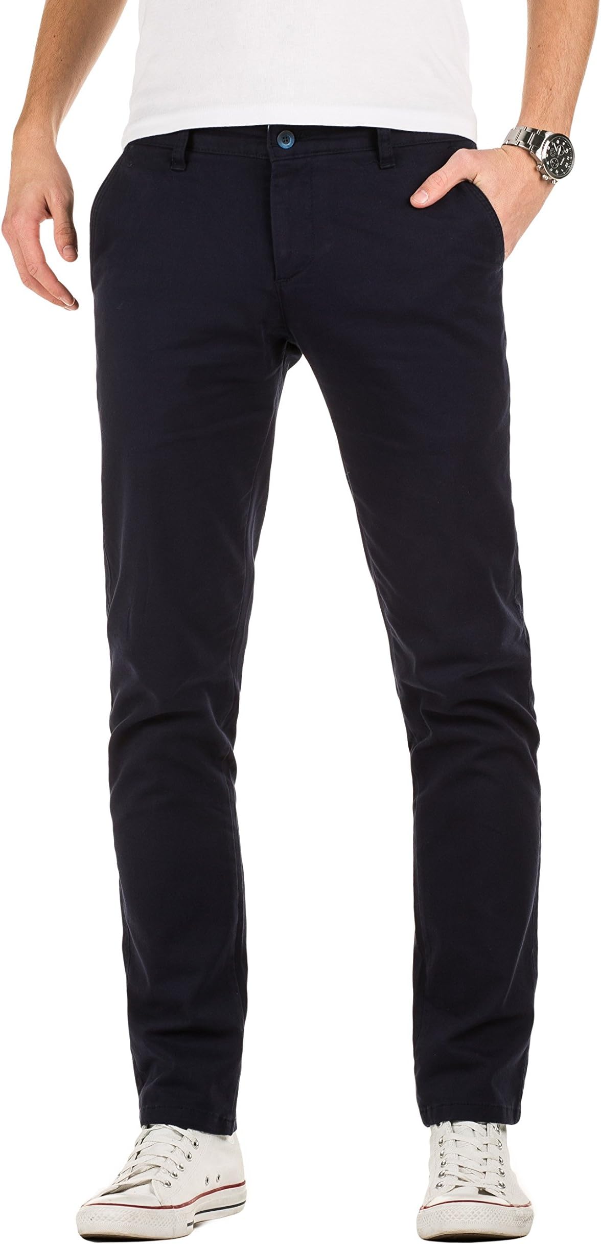 WOTEGA Men's Chino Pants Adriano Slim fit, Navy (1001), W29/L34