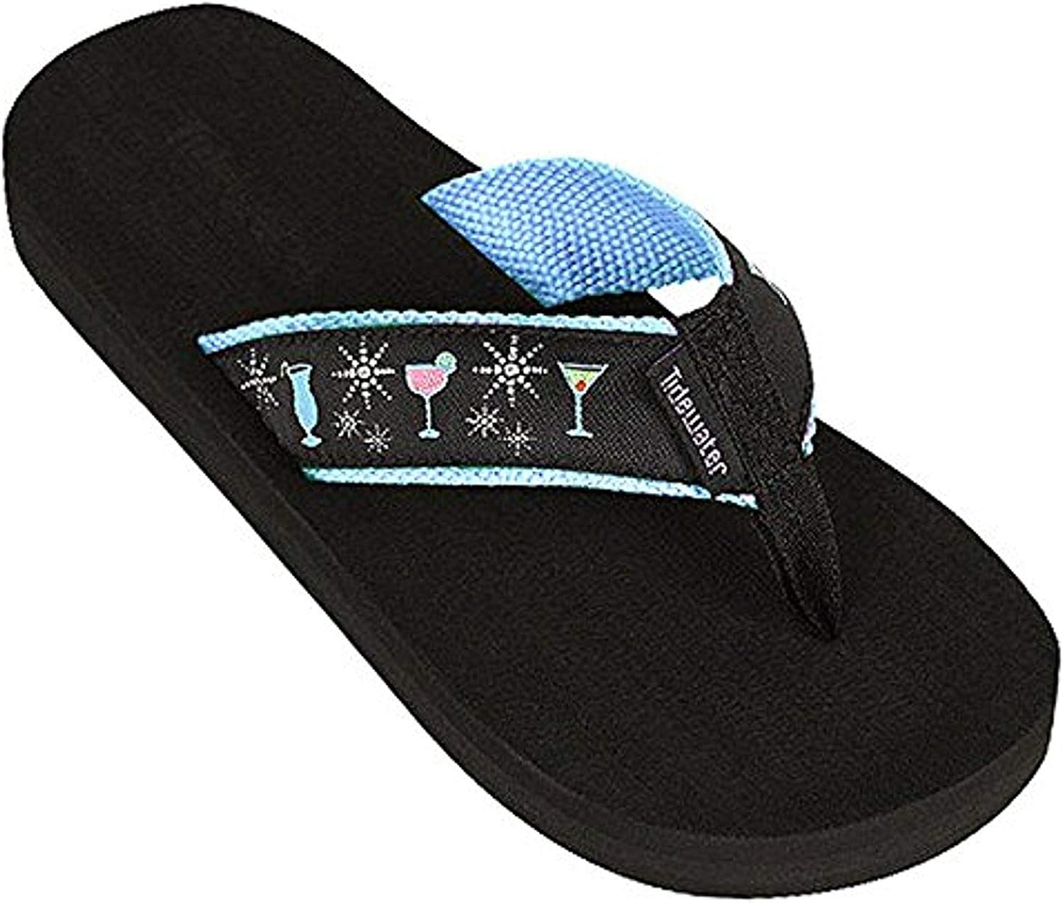 black patent flip flops