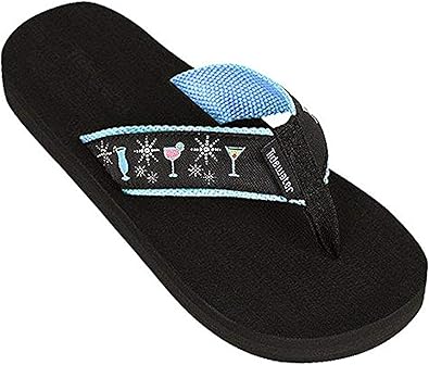 black patent flip flop sandals