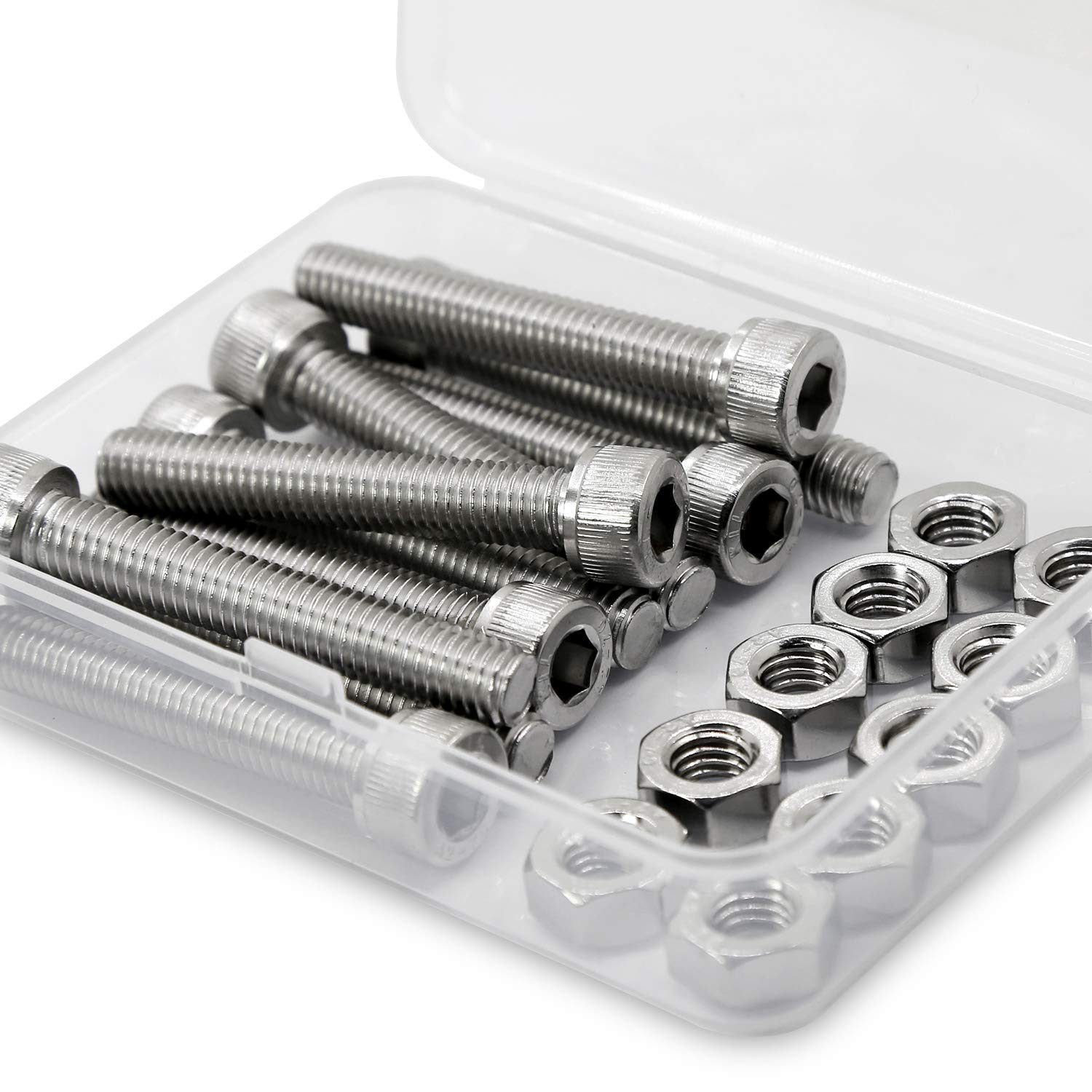 M8-1.25 x 70mm 10PCS Socket Head Cap Screws Bolts and Nuts Set 304 Stainless Steel 18-8 Allen Socket Drive
